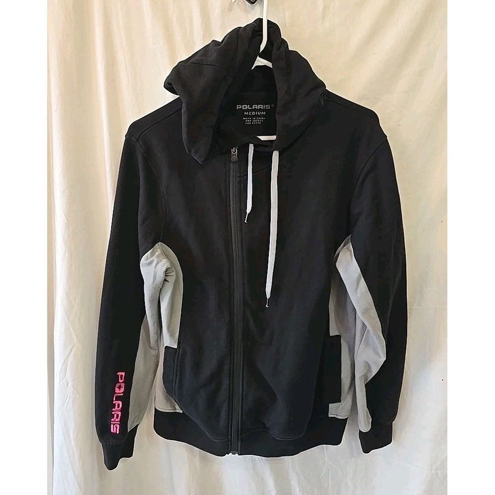 Polaris Full Zip Spellout Logo on Sleeve Hoodie Sweatshirt‎ Women's M Black/gray